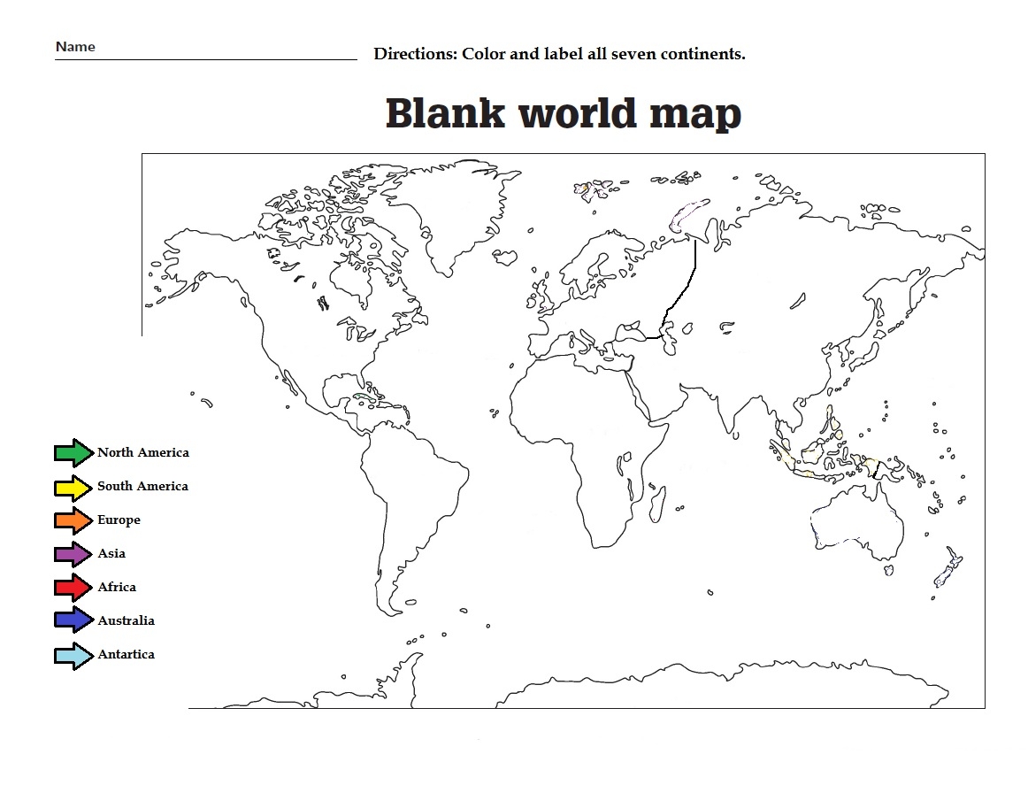 Blank World Map Continents