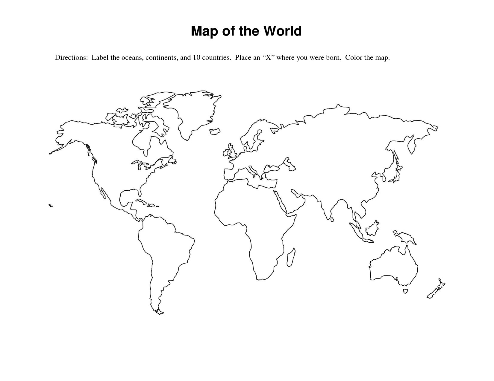 Blank World Map Outline Blank World Map Outline