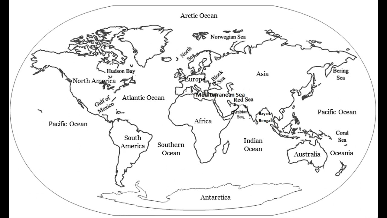 Blank World Map With Continents And Oceans Blank World Map With Continents And Oceans
