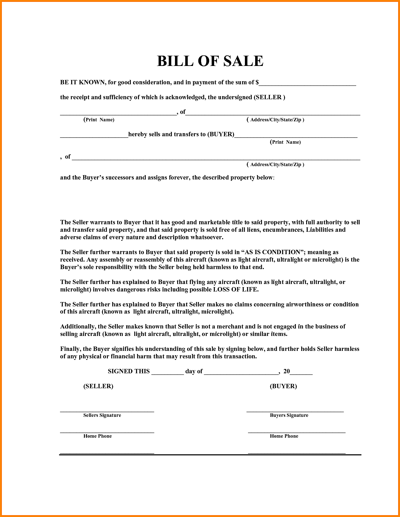 Boat Bill Of Sale Free Printable Boat Bill Of Sale Free Printable