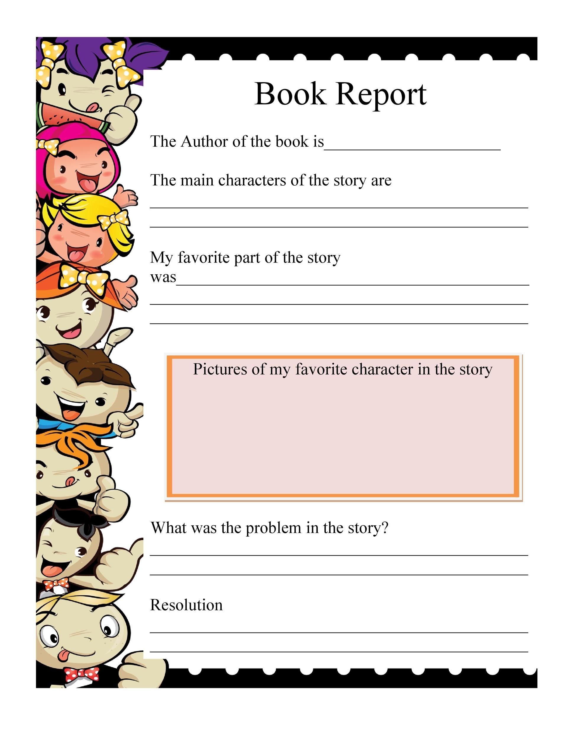 Printable Fill In The Blank Book Report