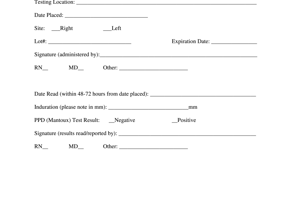 Bristol Community College Tuberculosis Skin Test Form Printable Blank