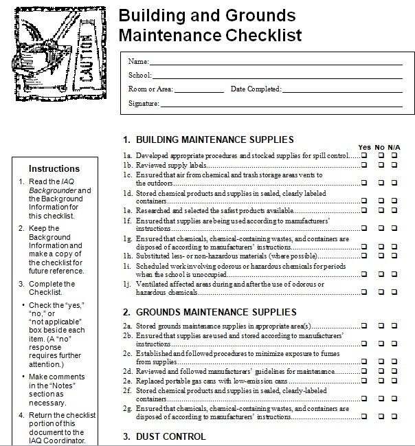 Building Maintenance Checklist Template 12 Free Word Excel And PDF 