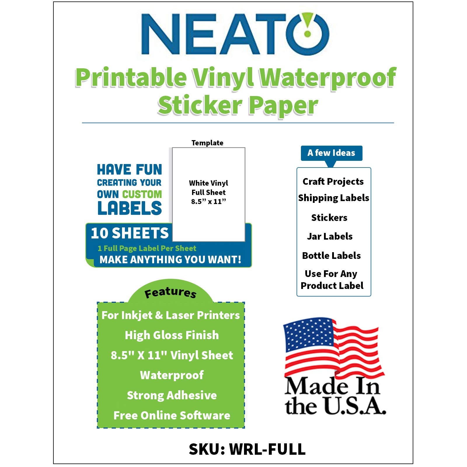Buy Neato Blank White Full Sheet Printable Labels Water Resistant Buy Neato Blank White Full Sheet Printable Labels Water Resistant