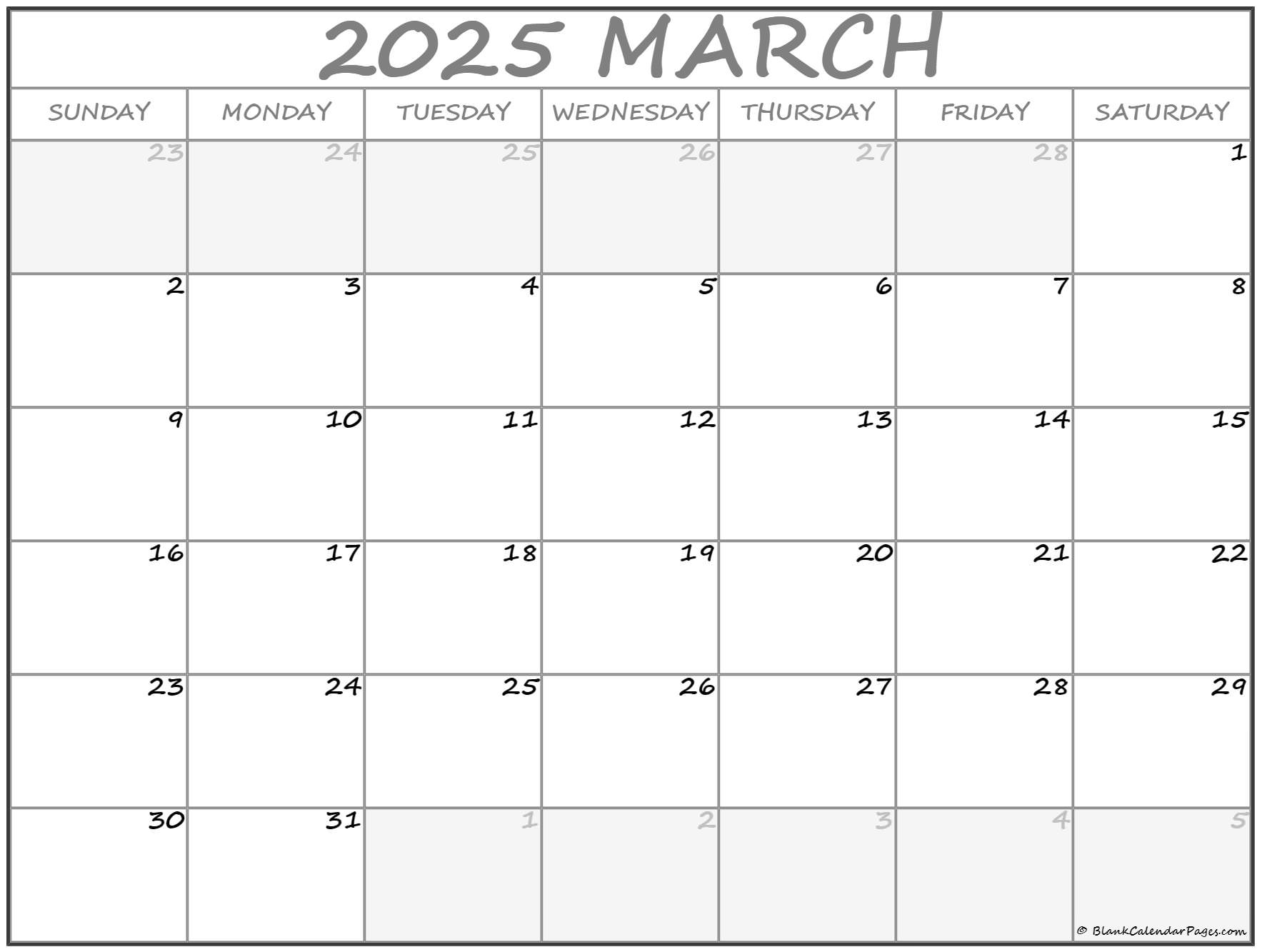 Calendar Printable March 2025 Lindi Perrine
