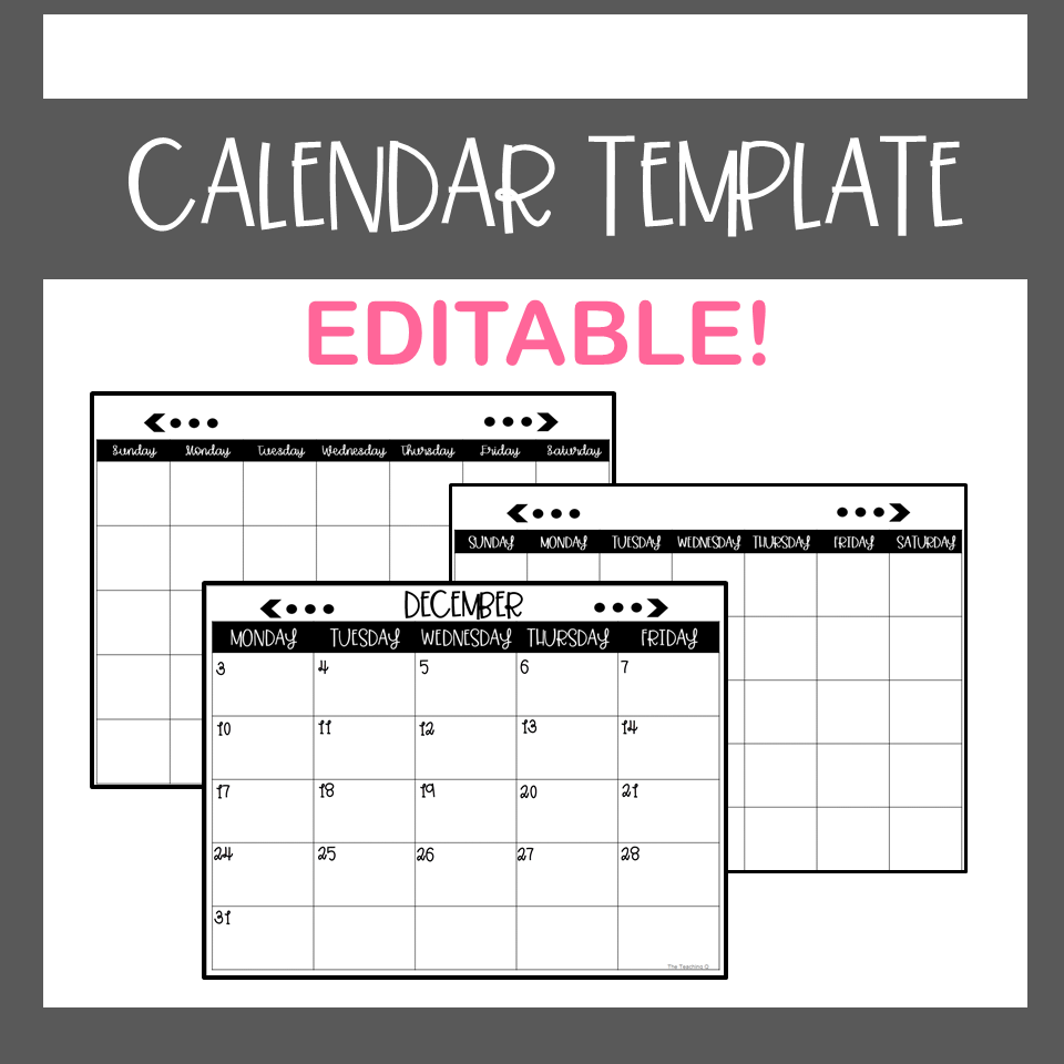 Editable And Printable Free Blank Calendar