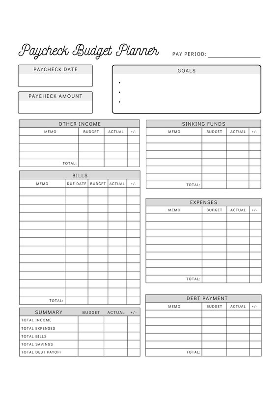 Blank Printable Paycheck Budget Spreadsheet Templates Blank Printable Paycheck Budget Spreadsheet Templates