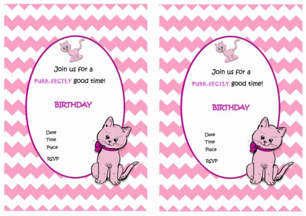 Free Printable Blank Kitty Cat Birthday Invitations