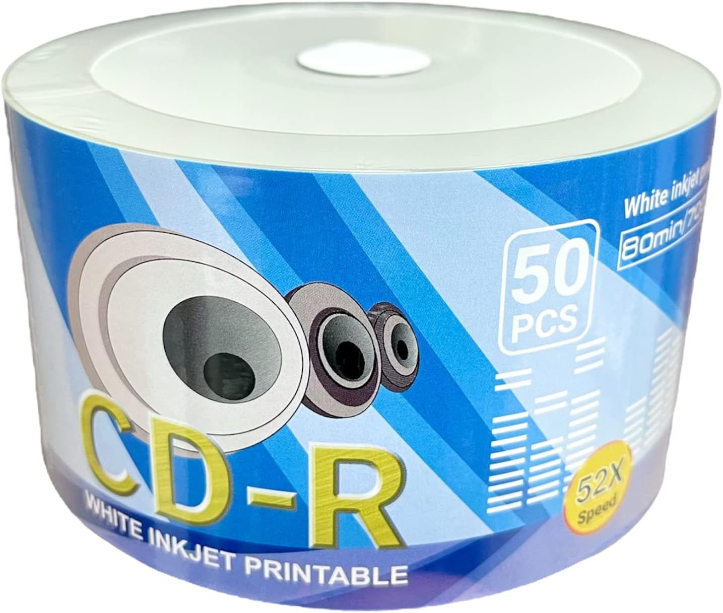 CD R 700MB 80min 52x White Inkjet Hub Printable 50 Pack By LSK Media 