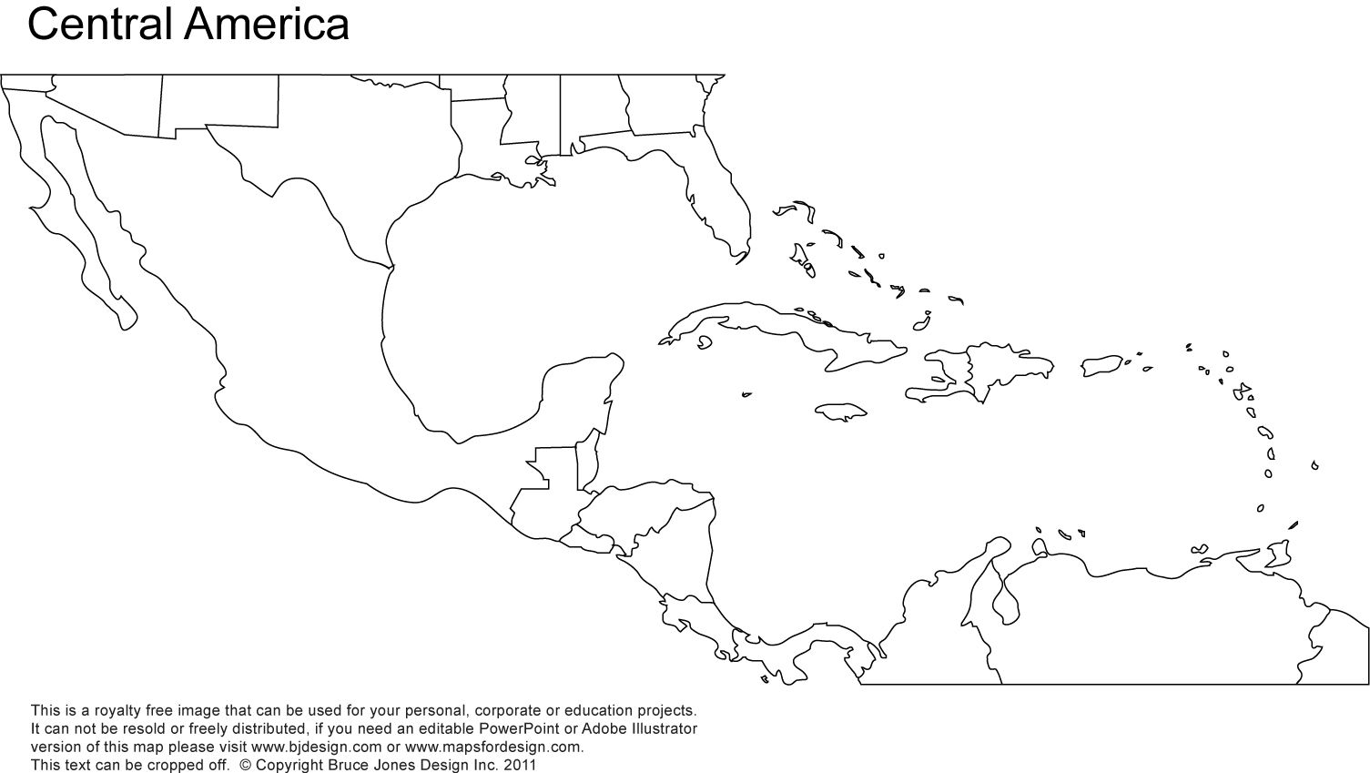 Printable Blank Map Mexico And Central America