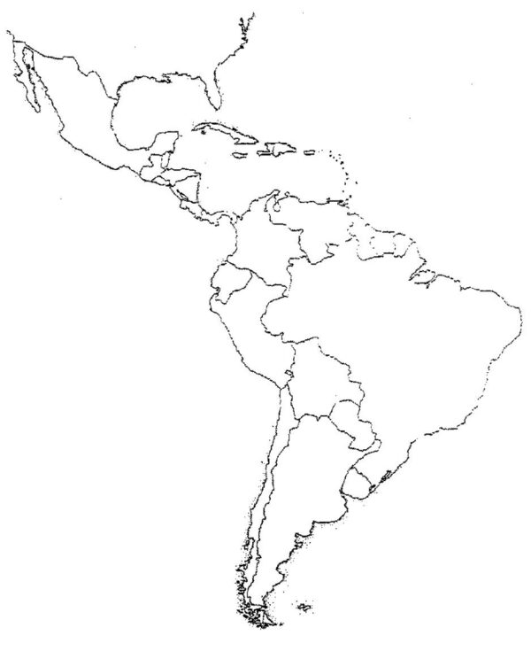 Central And South America Blank Printable Map