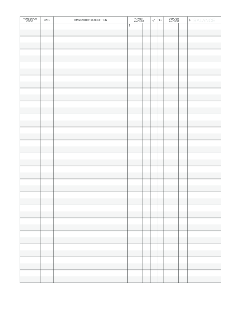 Checkbook Register Printable