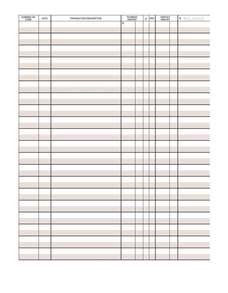 Free Printable Blank Check Register Template