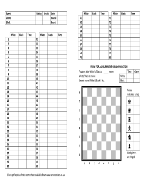 Chess Score Sheet Fill Online Printable Fillable Blank PDFfiller