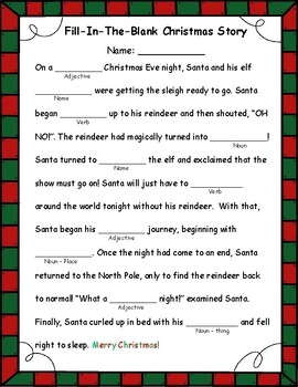 Christmas Fill in the Blank Story By Paulina Sergnese TPT Christmas Fill in the Blank Story By Paulina Sergnese TPT