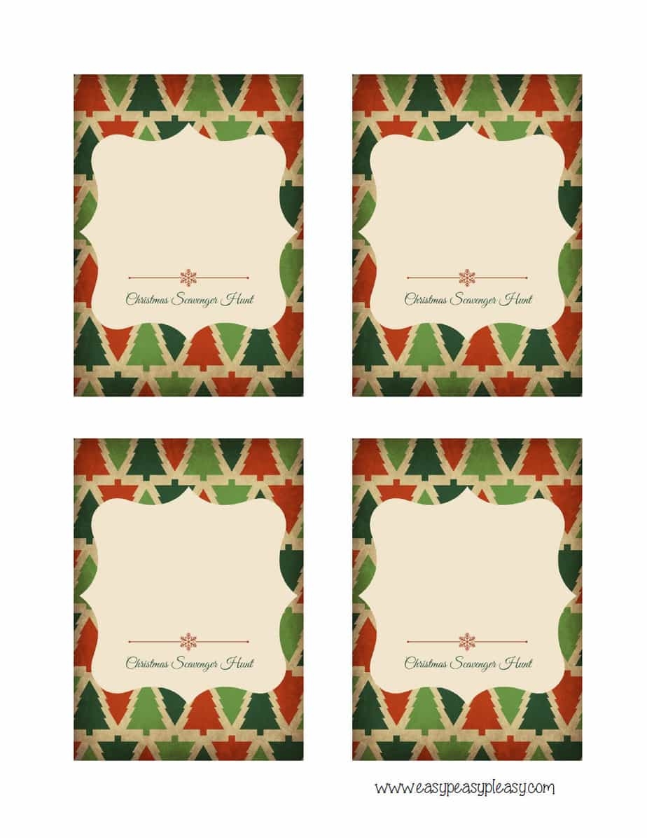Printable Blank Christmas Scavener Clue Cards Printable Blank Christmas Scavener Clue Cards