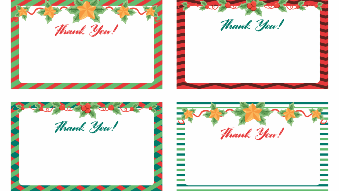 Christmas Thank You Card Templates 11 Free PDF Printables Printablee