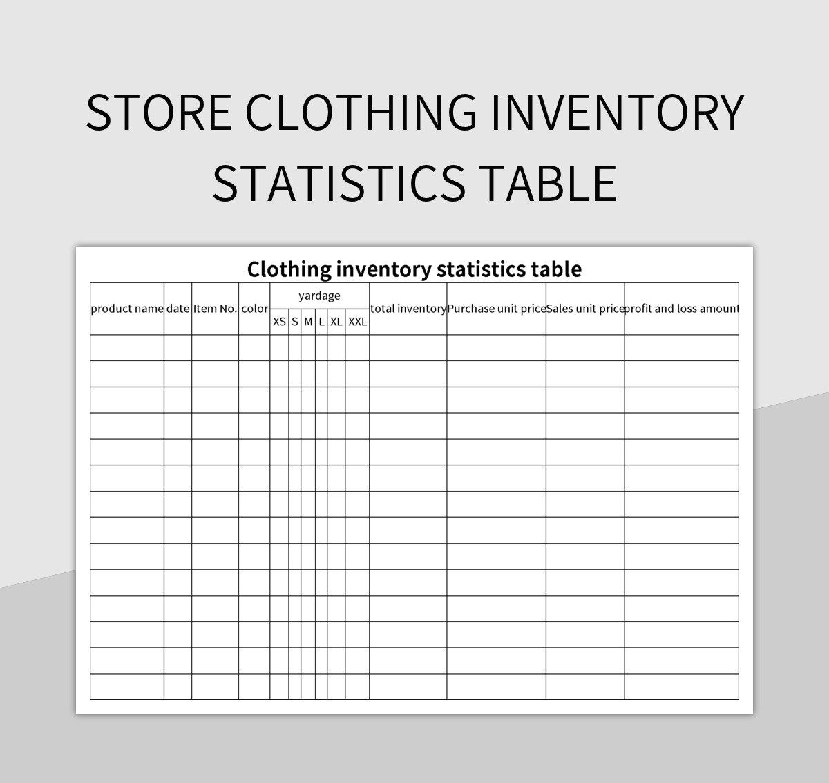 Printable Clothing Brand Inventory Sheet Blank