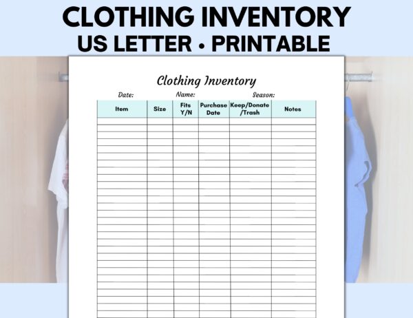 Printable Clothing Brand Inventory Sheet Blank