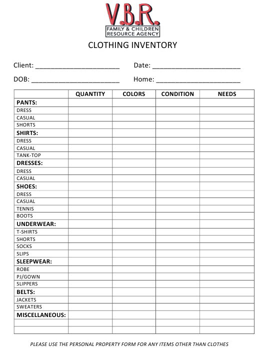 Clothing Inventory Spreadsheet Template Free PDF