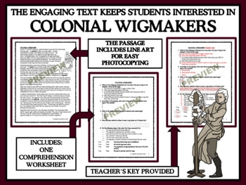 Colonial Craftsmen Wigmakers Printable Reading Comprehension