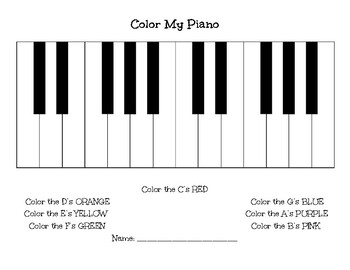 Color My Piano Worksheet By Sarah 39 s Resources For Piano Teachers Color My Piano Worksheet By Sarah 39 s Resources For Piano Teachers