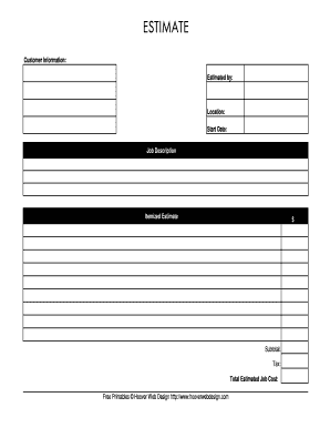 Construction Free Printable Estimate Forms PRINTABLE TEMPLATES