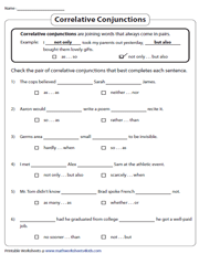 Correlative Conjunctions Worksheets