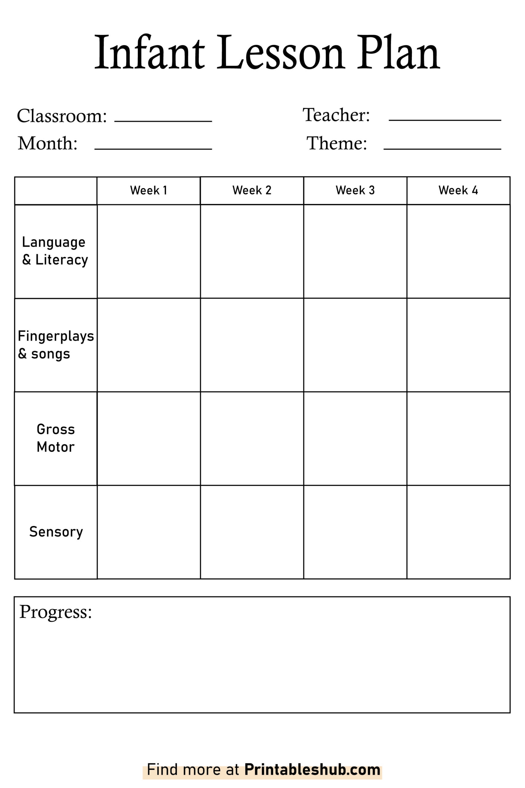 Crafting The Perfect Printable Blank Infant Lesson Plan Free PDF 