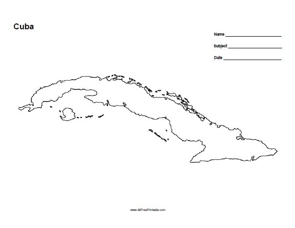Cuba Outline Map Free Printable