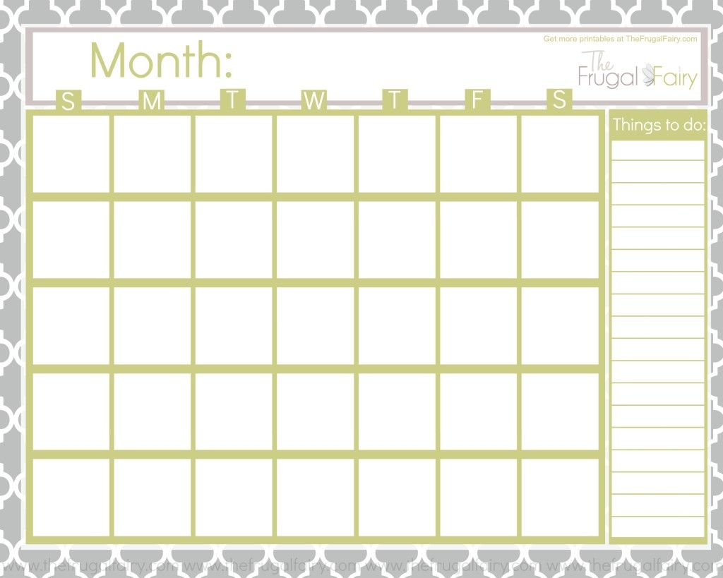 Free Printable Cute Blank Calendar Pages