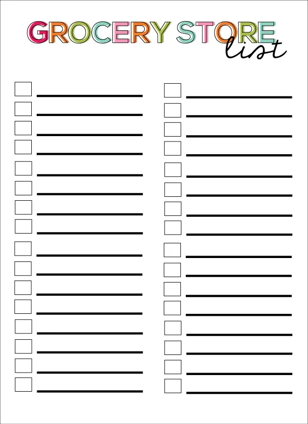 Cute Printable Grocery List Template Printable Free Templates