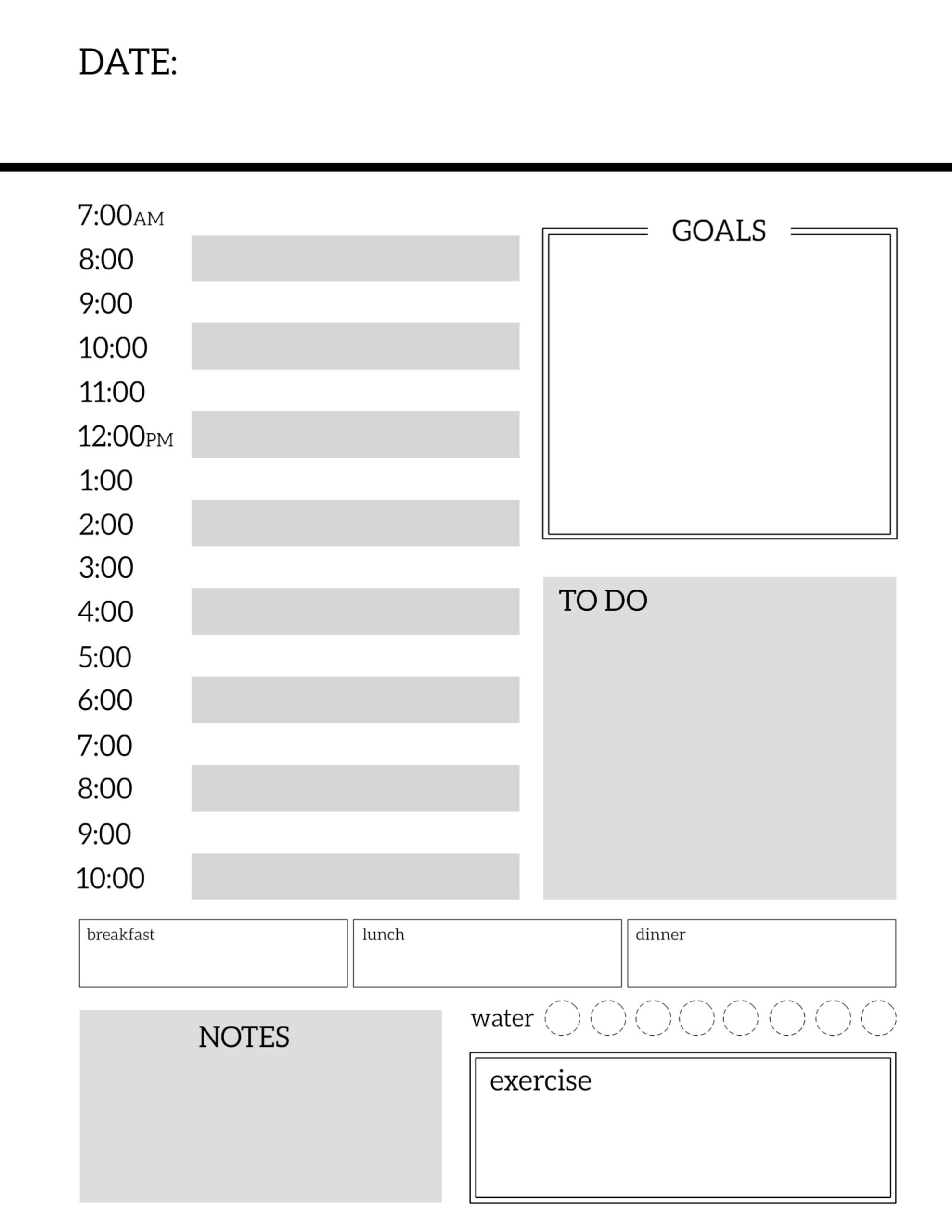 Day By Day Blank Planner Printable