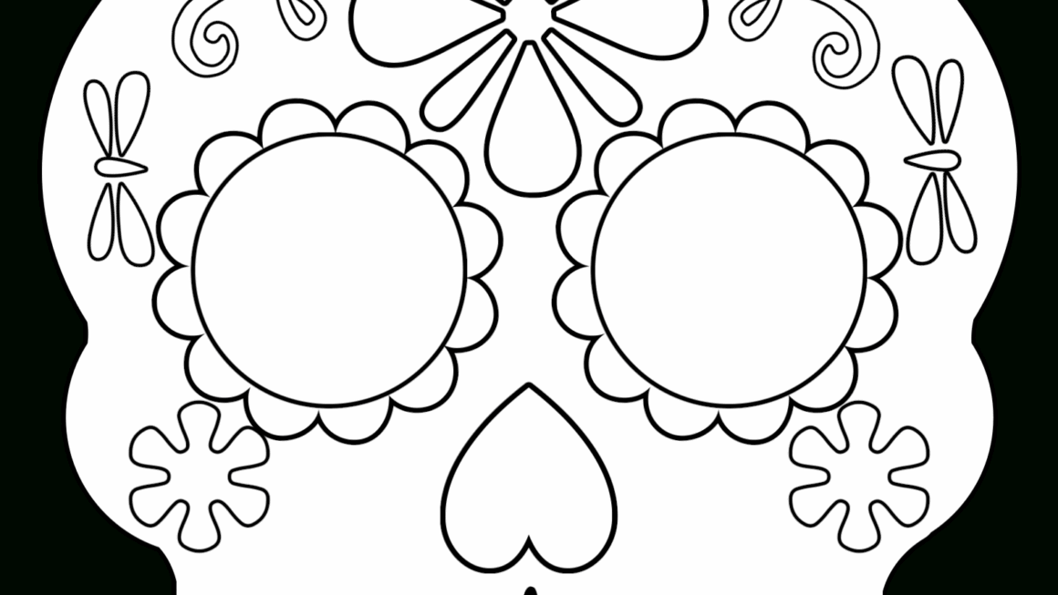 Day Of The Dead Masks Sugar Skulls Free Printable Paper Inside Blank