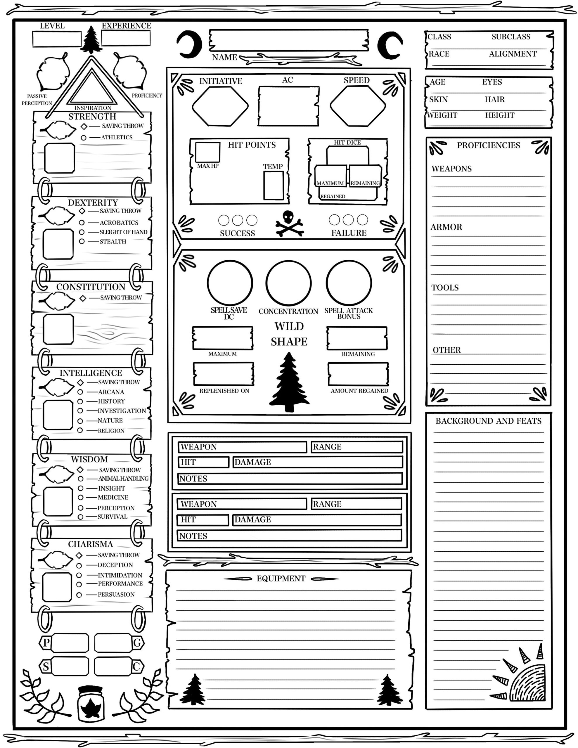 Dnd 5e Printable Character Sheets