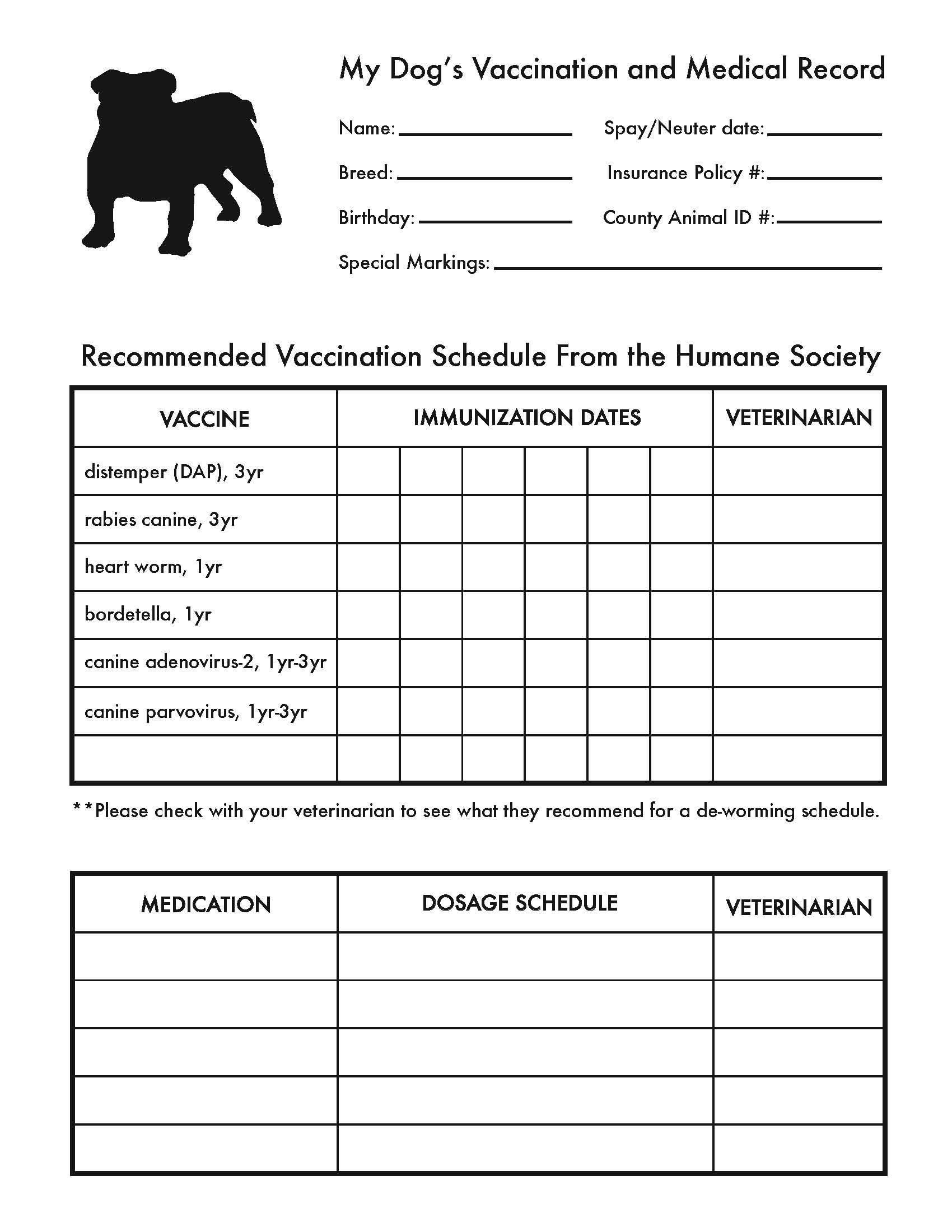 Dog Vaccination Record Template Printable Dog Vaccination Record Free 