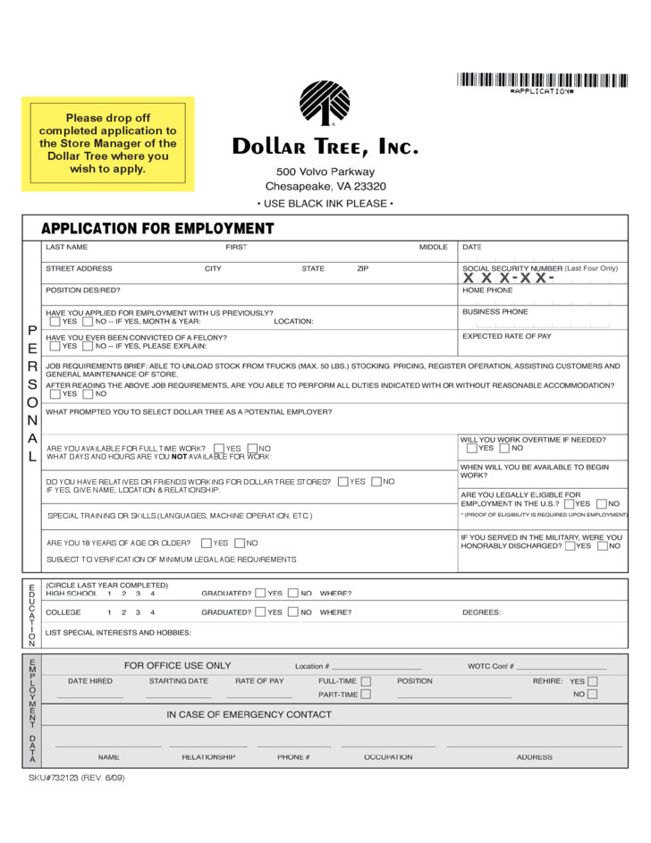 Dollar Tree Printable Application Dollar Tree Printable Application