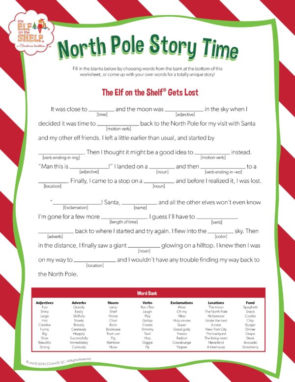 Christmas Fill In The Blank Stories Printable