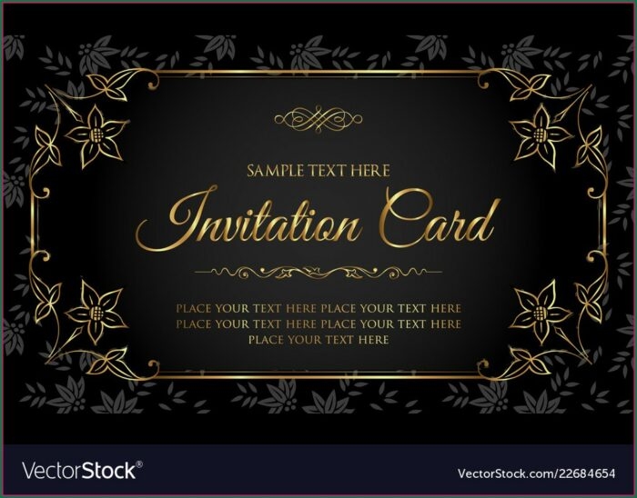 Gold And Black Invitation Printable Blank Gold And Black Invitation Printable Blank