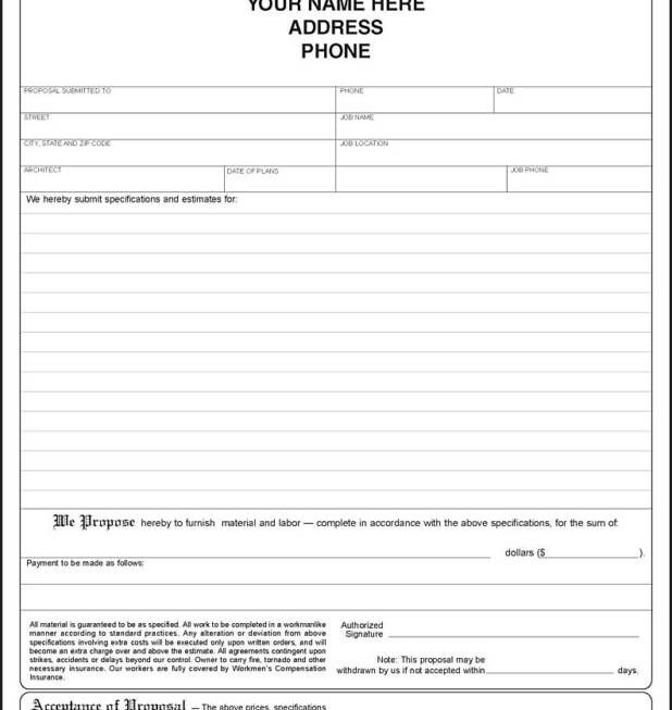 Downloadable Blank Free Printable Bid Proposal Forms Free Instantly