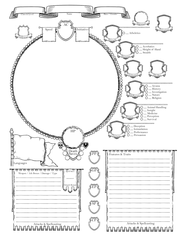 Downloadable Blank Printable D D 5e Character Sheets PDF Download Downloadable Blank Printable D D 5e Character Sheets PDF Download