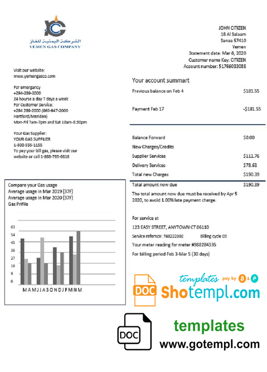 Printable Editable Blank Utility Bill Template Printable Editable Blank Utility Bill Template