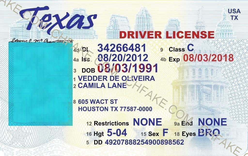 Printable Blank Texas Temporary Paper Id Template