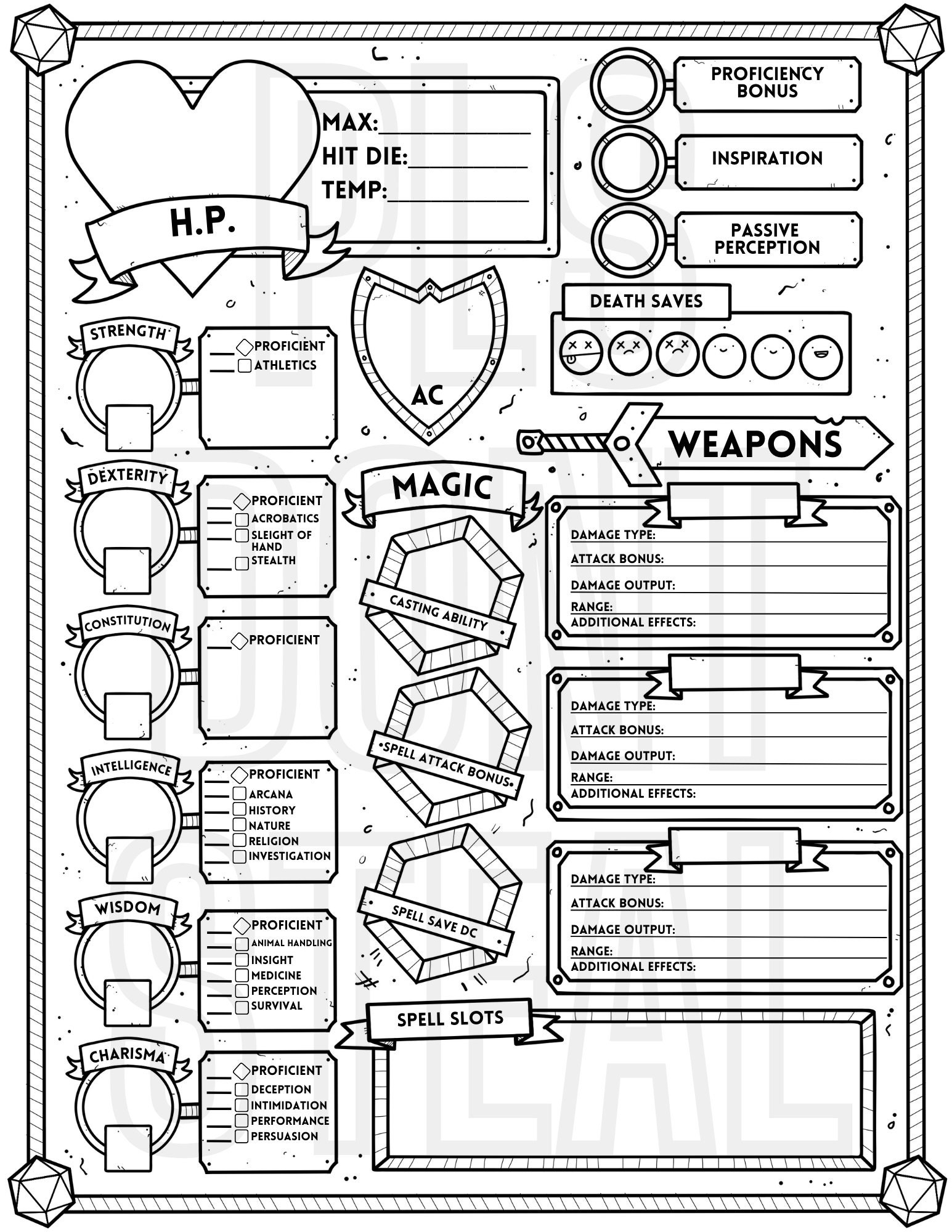 Printable Blank Dungeons And Dragons Character Sheet Printable Blank Dungeons And Dragons Character Sheet