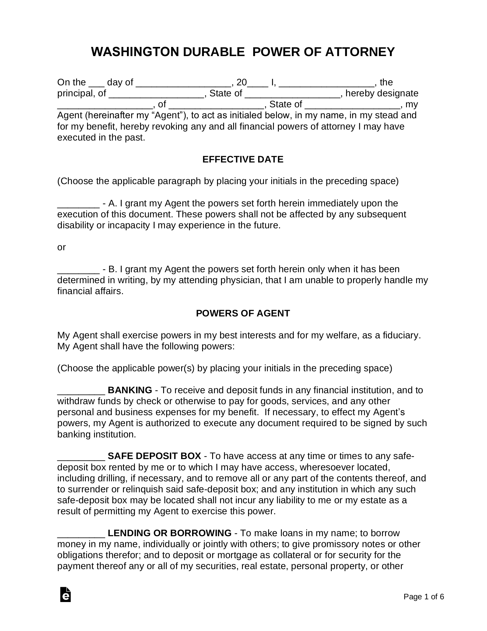 Blank Printable Durable Power Of Attorney Form Blank Printable Durable Power Of Attorney Form