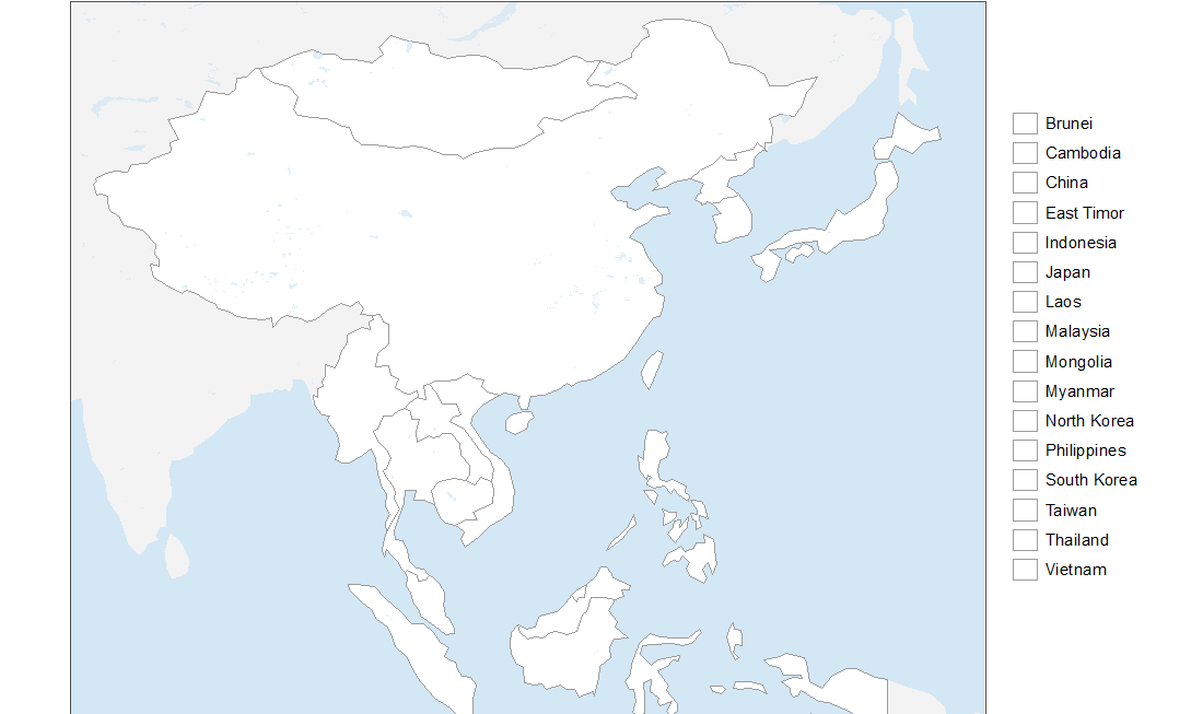 East Asia Blank Map Printable