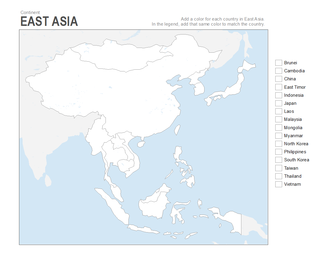 East Asia Blank Map Printable East Asia Blank Map Printable