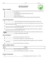 Ecology Fill In The Blanks 2018 19 docx Name Date Period ECOLOGY What 