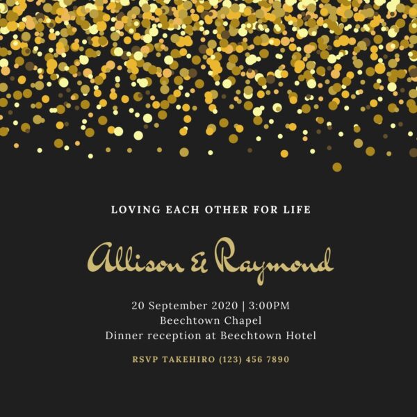 Gold And Black Invitation Printable Blank