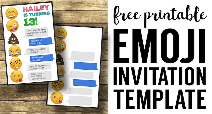 Emoji Birthday Invitations Free Printable Template Paper Trail Design Emoji Birthday Invitations Free Printable Template Paper Trail Design
